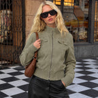 Women's Multi-Pocket Stand Collar Utility Jacket