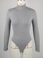Cotton Rib Half Turtleneck Long Sleeve Jumpsuit