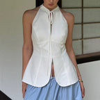 Women's Lace-Up Halter Vest Top