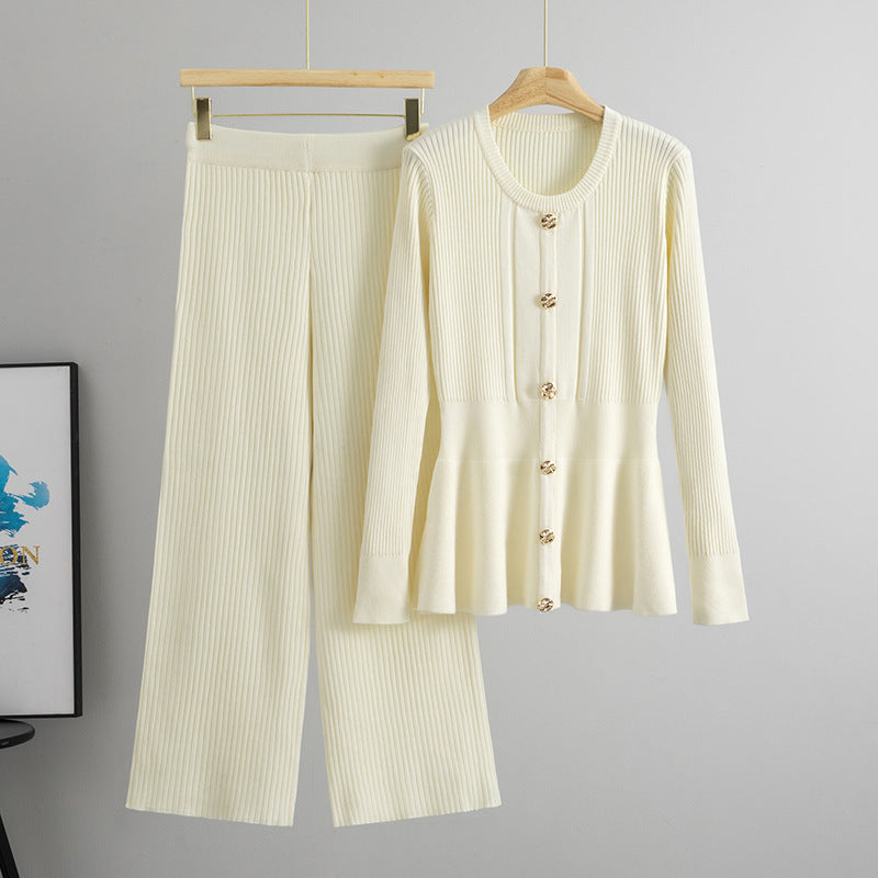 Knitted Two-Piece Set With Ruffle Detail