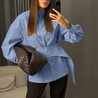 French Top Niche Design Detachable Collar Women Blouse Long