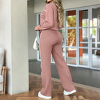 Women's Autumn Casual Office Drawstring High Waist Multi Pocket Set