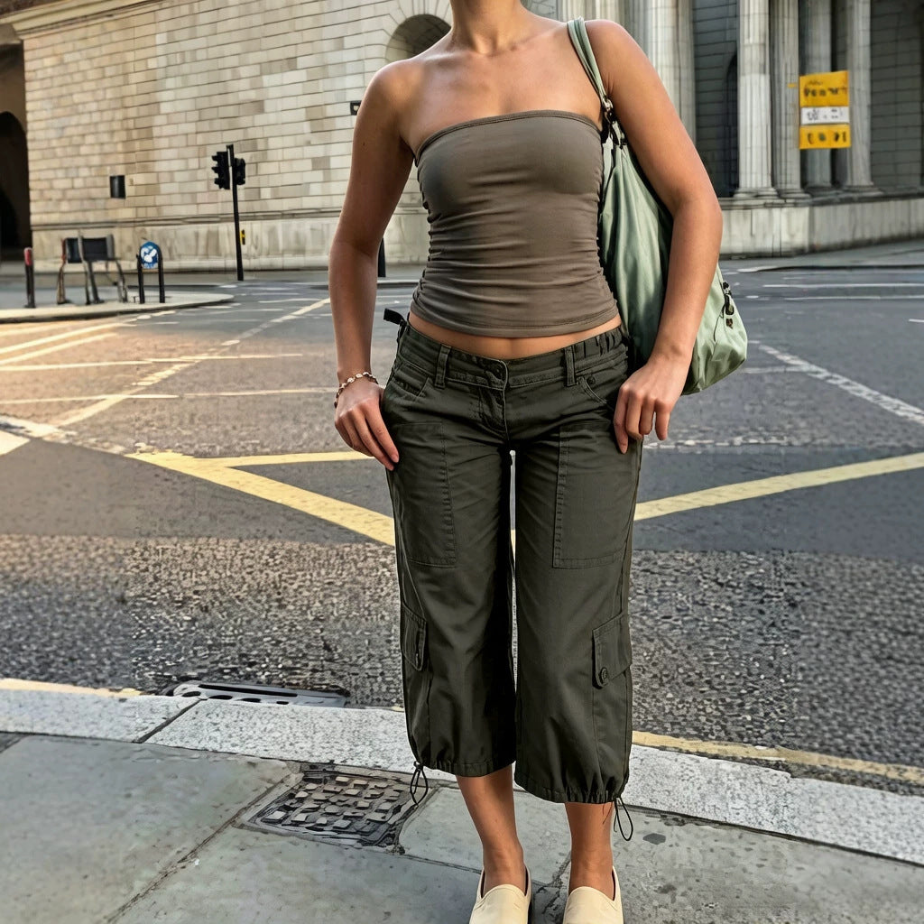 Women's High-Waist Wide-Leg Cropped Trousers