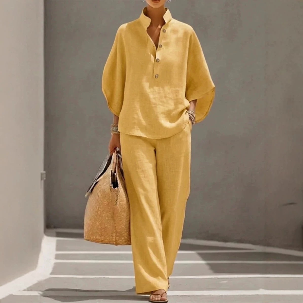 Women's Casual Shirt & Trousers Two-Piece Set