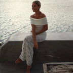 Off-Shoulder Short-Sleeve Knit Bodycon Maxi Dress