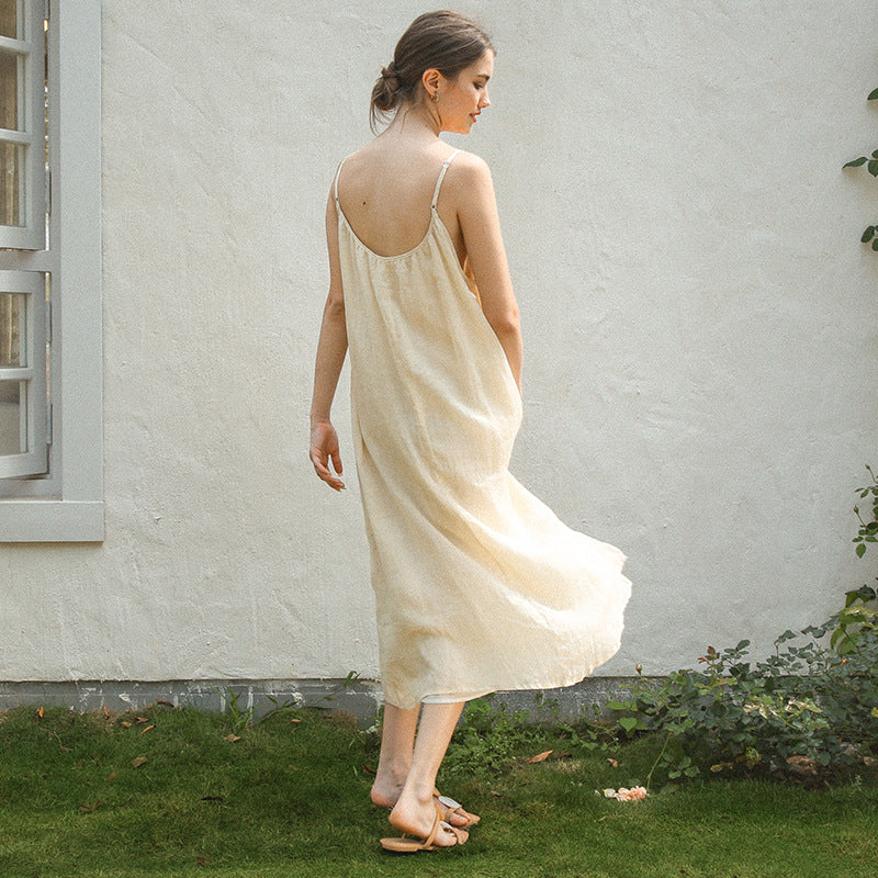 Ramie-Cotton Camisole Maxi Dress