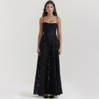 Women's Spaghetti-Strap Lace Maxi Evening Dress