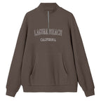 Women's Casual Spring Pullover Sweatshirt Letter Graphic Embroidery Zipper Pullover Baggy