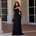 Women's Tube Top Elegant Pile Collar Pleated Waist Tight Fishtail