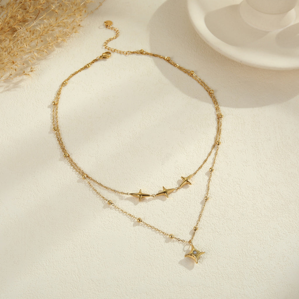 Double Layer Necklace Entry Lux Clavicle Chain 18K Real