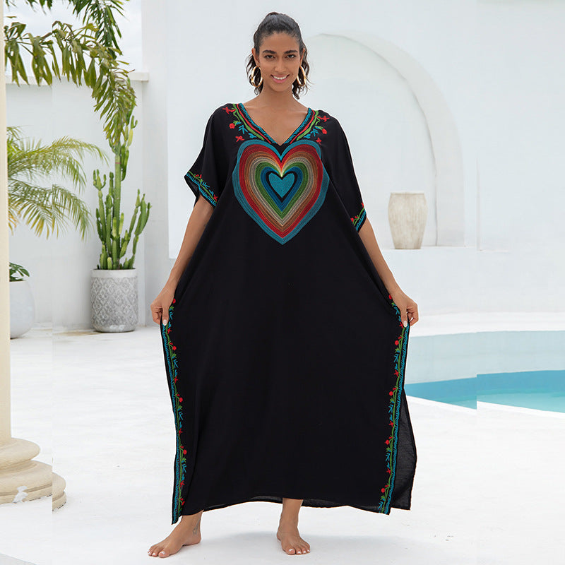 Rayon Embroidered Cover Up Swimwear