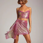 Women's Skirt Metal Sequ Sling Skirt Two-Piece Set