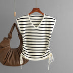 Women's V-Neck Striped Knit Tank Top