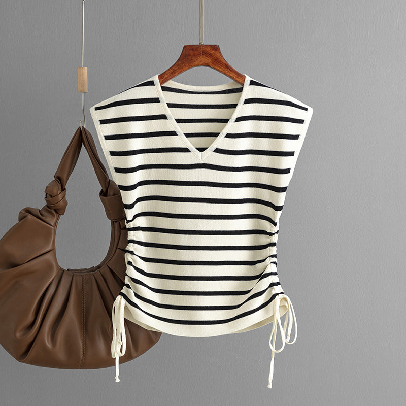 Women's V-Neck Striped Knit Tank Top