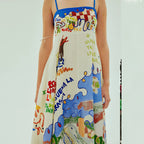 Women's Sexy Sling Graffiti Cotton Linen Printed Large Swing Dress Women