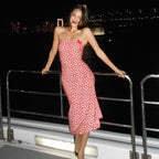 French Romantic Tube Top Heart Printing Slim Fit Sheath