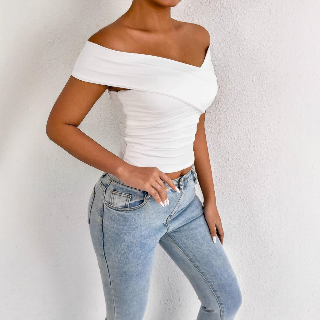 Women's Off-Shoulder Ruched Bandeau Top