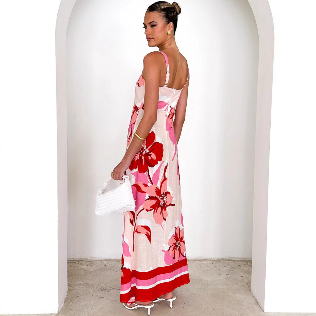 Strap Summer Printed Strap A-Line Dress