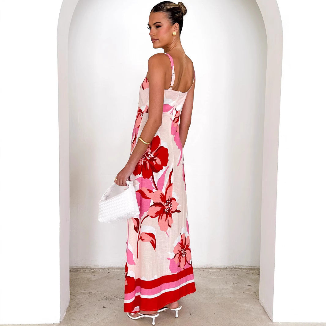 Strap Summer Printed Strap A-Line Dress