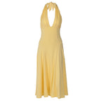 Women's Deep V Lace-Up Halter Dress