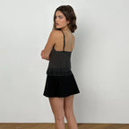 's Top Solid Color Strap Lace Stitching Casual Vest