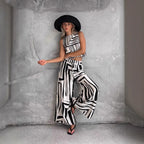 Women's Summer Several Printed Casual Loose Vest Wide Leg Straight