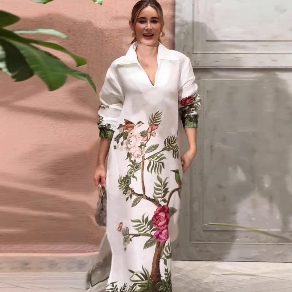 Simple Elegant Graceful Independent Cutting Printing Dress