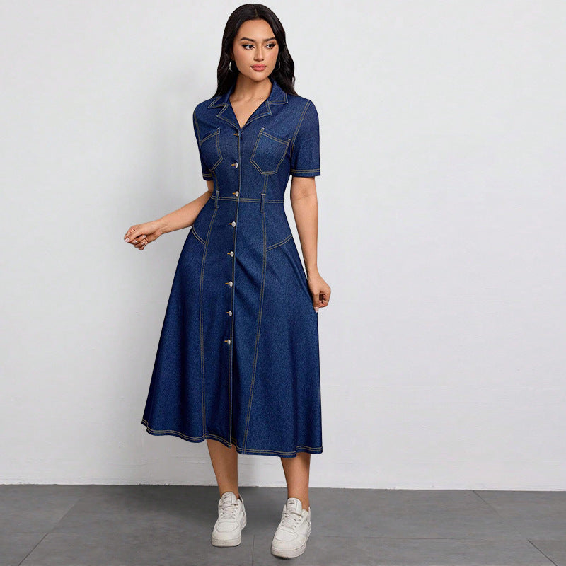 Women's Plus Size Denim Shirt Dress