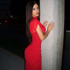 Tight Waist Close Fitting Stitching Gauzy Package Hip Maxi Dress For