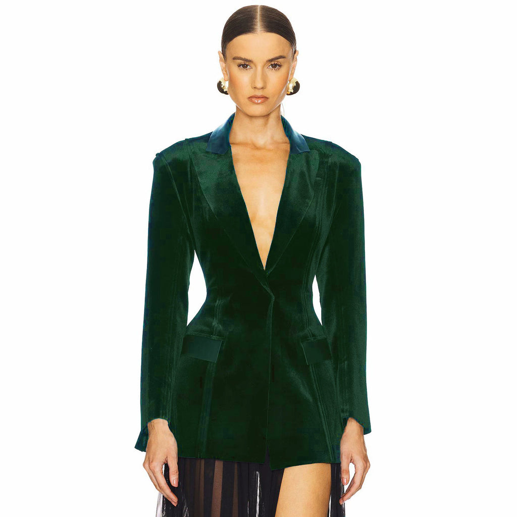 Women's Velvet Single-Breasted Coat