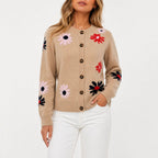 Women's Floral Jacquard Knit Cardigan