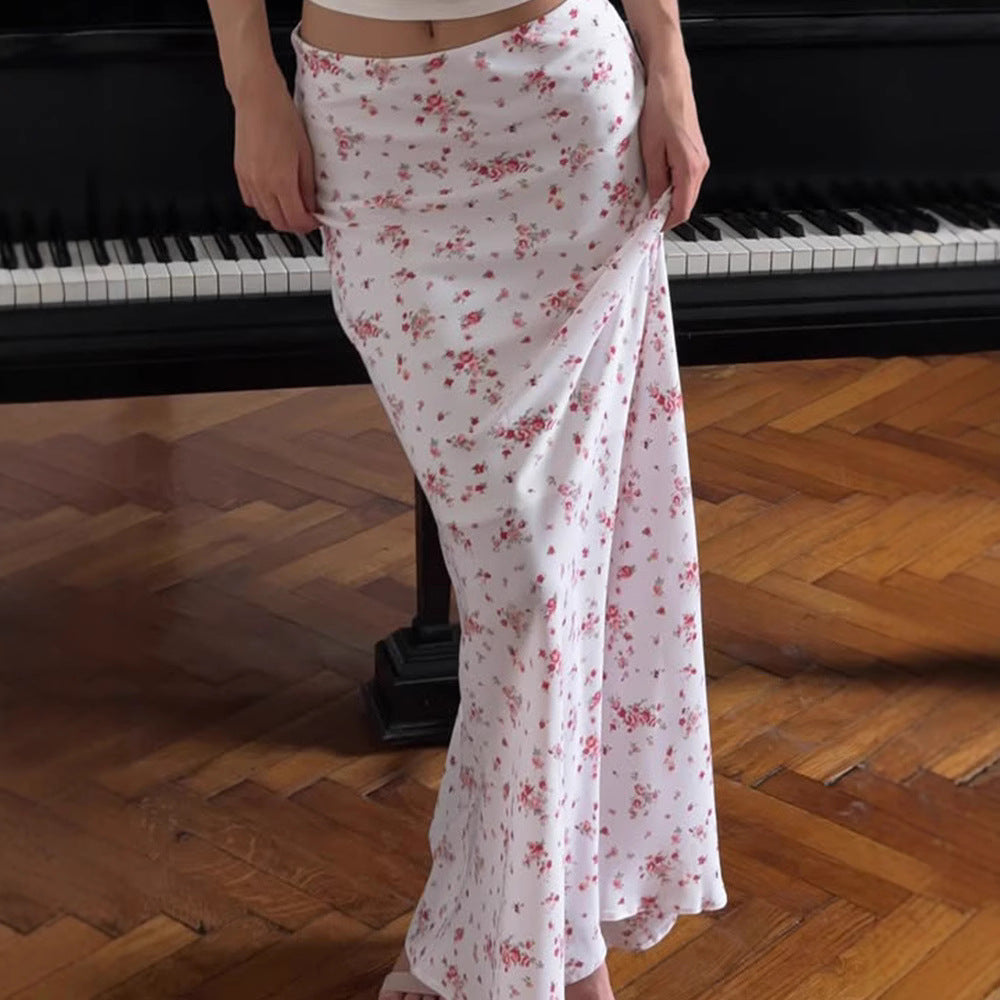 Summer Fresh Floral Print Beach Vacation Slim Fit Draping High