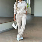 Women's Solid-Color Polo-Collar Sweater