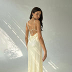 Women's Socialite Dress Summer Backless V Neck Advanced Sense Graceful Formal Dress