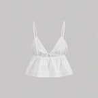 Women’s Ivory Backless Tie Front Crop Camisole