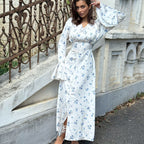 Women's Floral Satin V-Neck A-Line Dress