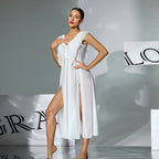Women's Multicolor Mesh Ruffle Nightdress