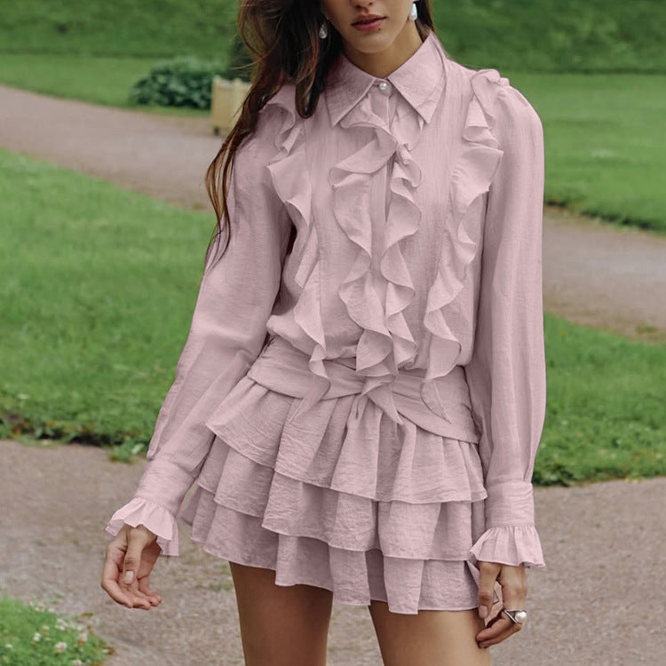 Women's Ruffled Long Sleeve Dress