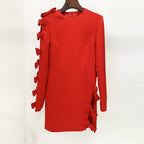Women's Early Autumn Star Personality Asymmetric Hollow Out Cutout Bow Dress Small Dress