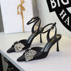 Women's Rhinestone Bow Stiletto Sandals