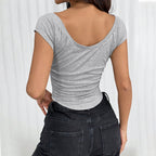 Women’s Minimalist Slim-Fit Short-Sleeve Top