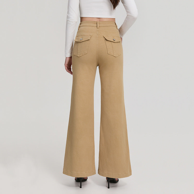 Women's High Waist Khaki Bootcut Jeans