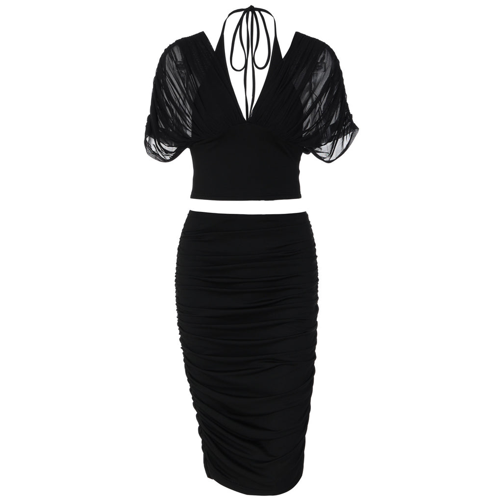 Women's Lace-Up Sequin Satin Asymmetric Mini Dress