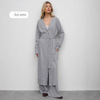 Women's Loose Lace Up Lengthened Cardigan Modal Button Long