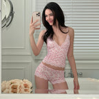 Spring Summer Women Clothing Sexy Printed Strap Hip Lace