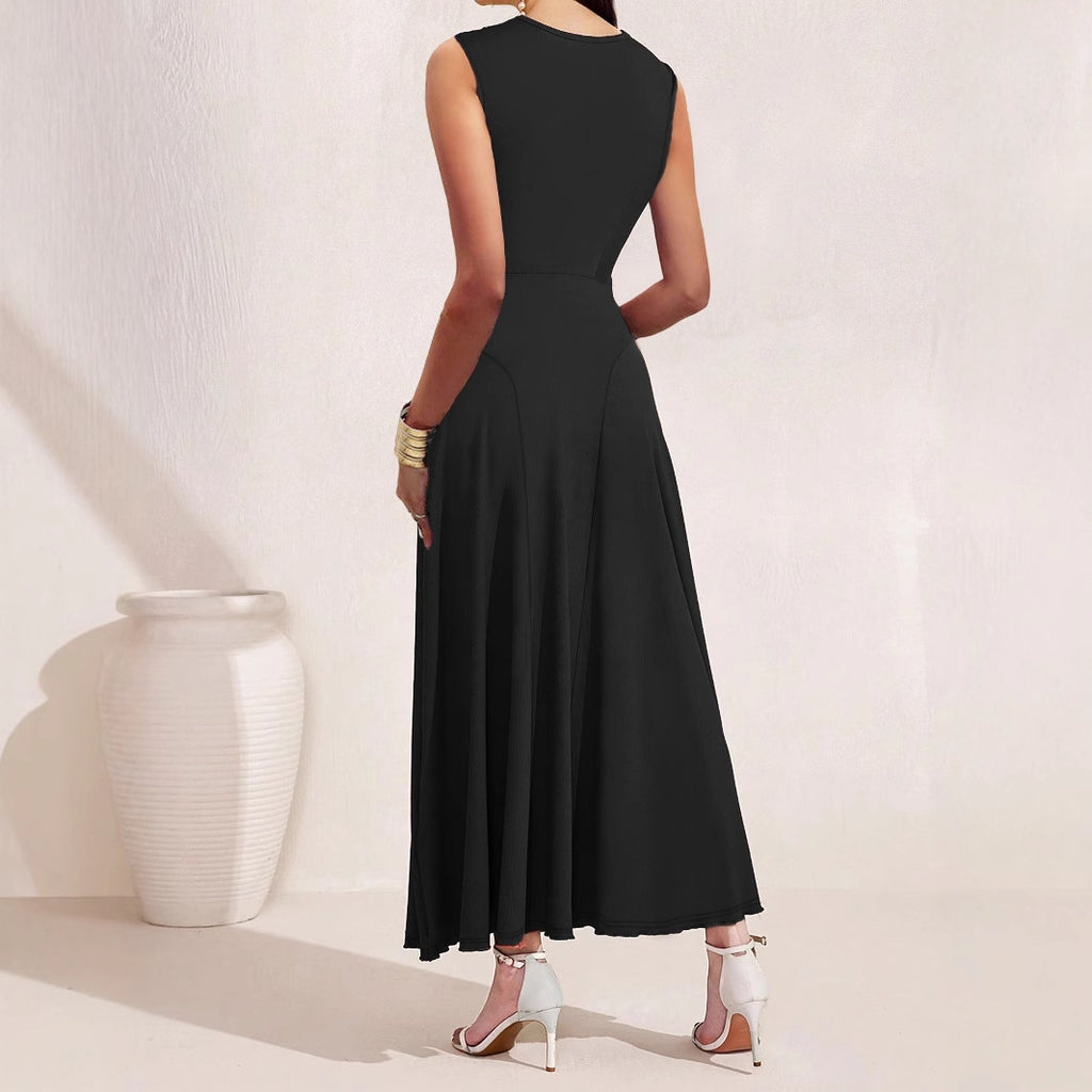 Women's Cross-Front Sleeveless A-Line Maxi Dress