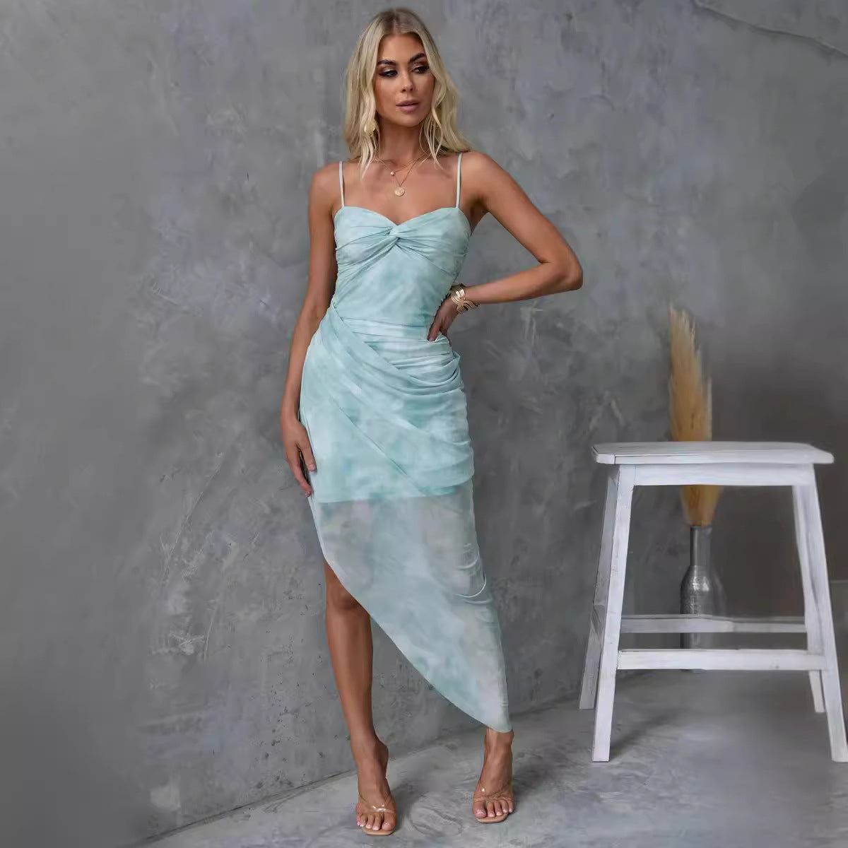 Women's Floral Suspender Split Dress
