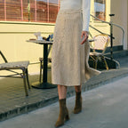 Autumn Winter High Waist Mid Length Big Hem Umbrella Skirt