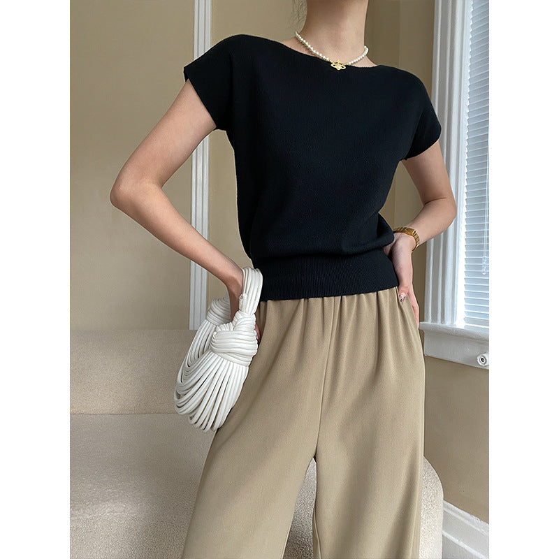 Women's Raglan Sleeve Short Sleeved Sweater Bottoming Shirt Early