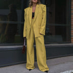 Long-Sleeve Coat & Wide-Leg Pants Set